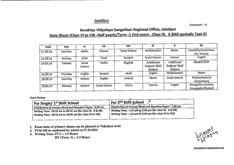 Revised & Final Time Table | PDF