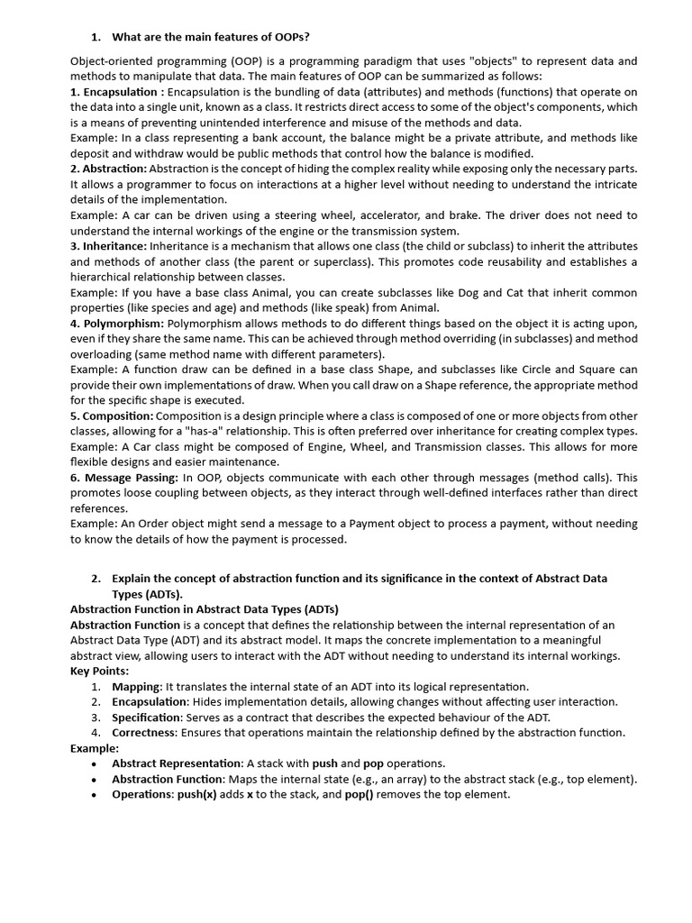 What are the main features of OOPs | PDF | Method (Computer Programming ...