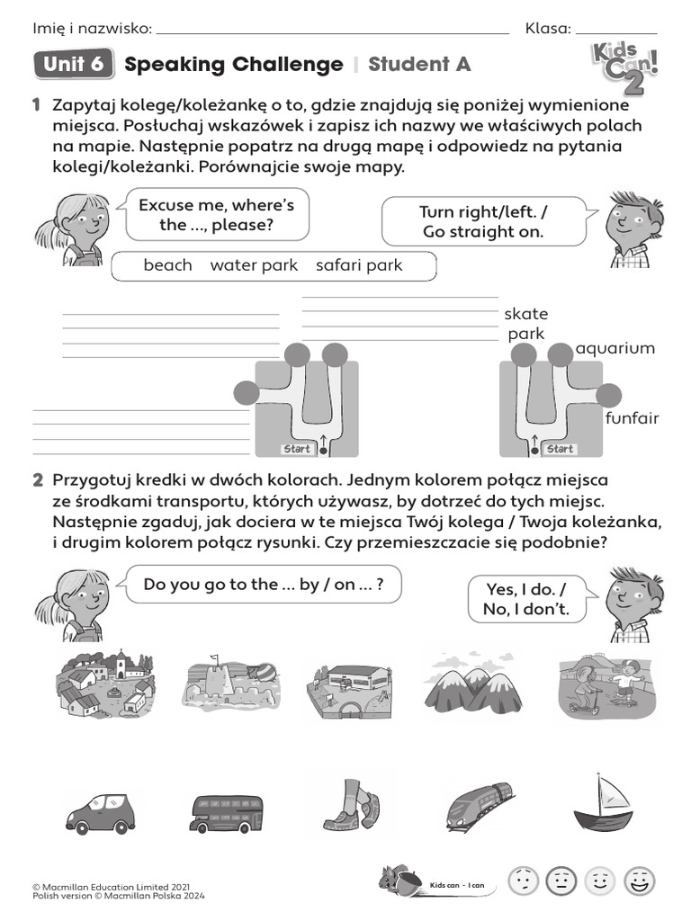 Kids Can 2 - Speaking Challenge - Unit 6 - Student A | PDF