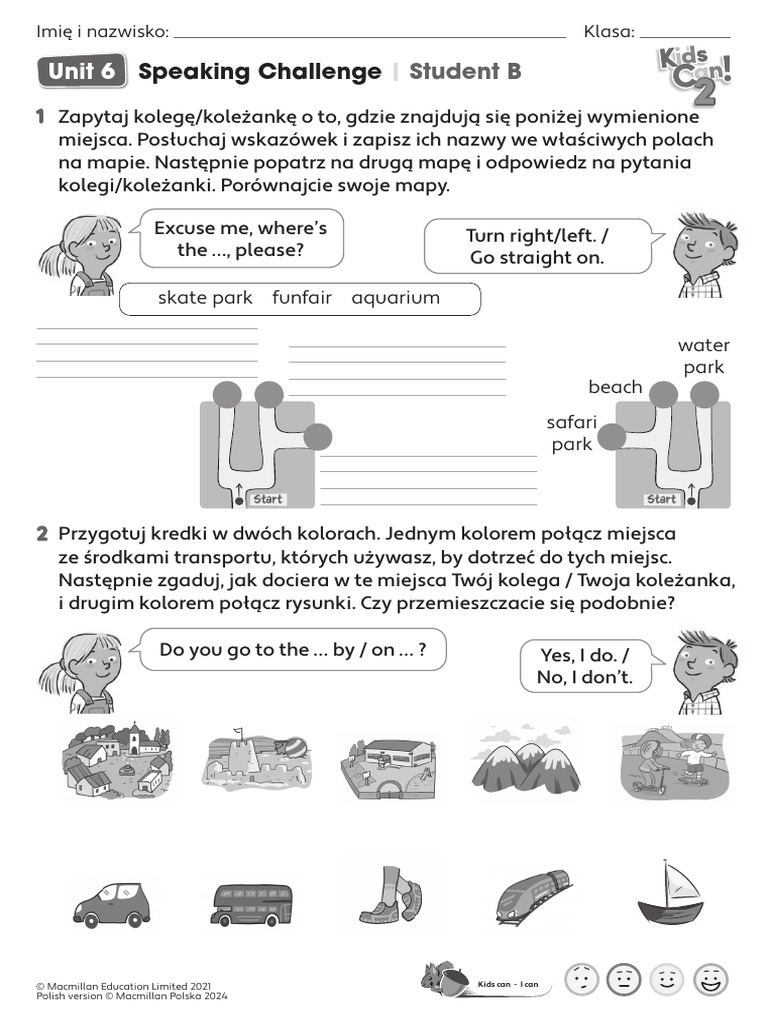 Kids Can 2 - Speaking Challenge - Unit 6 - Student B | PDF