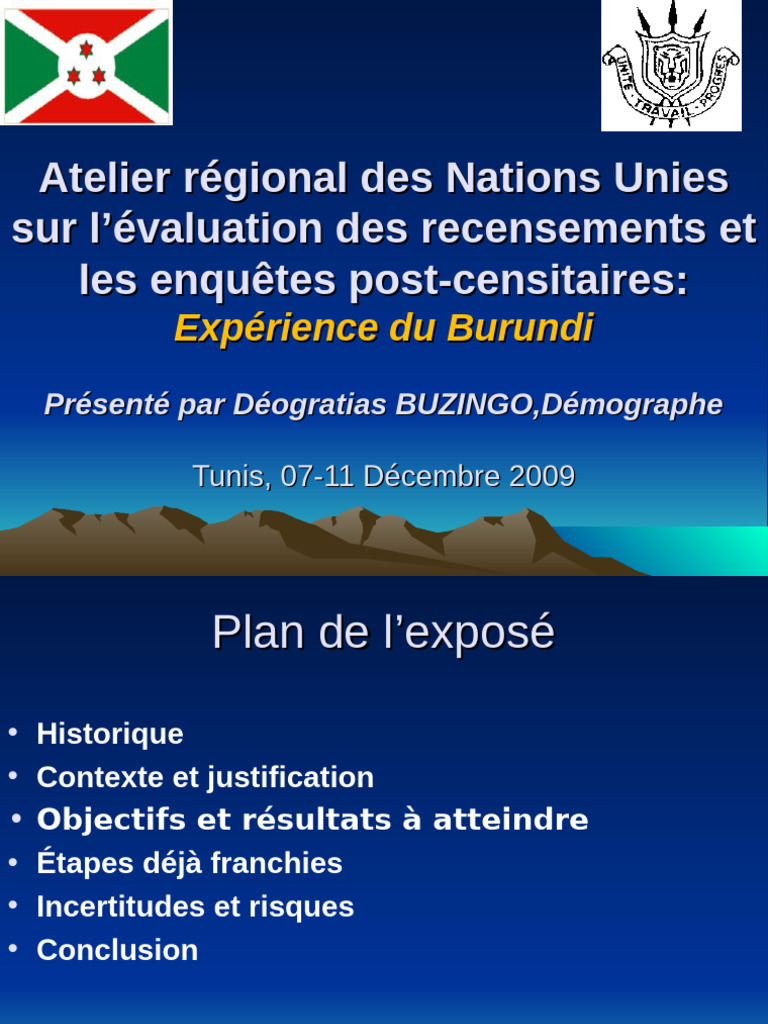 Évaluation des recensements au Burundi | PDF | Recensement