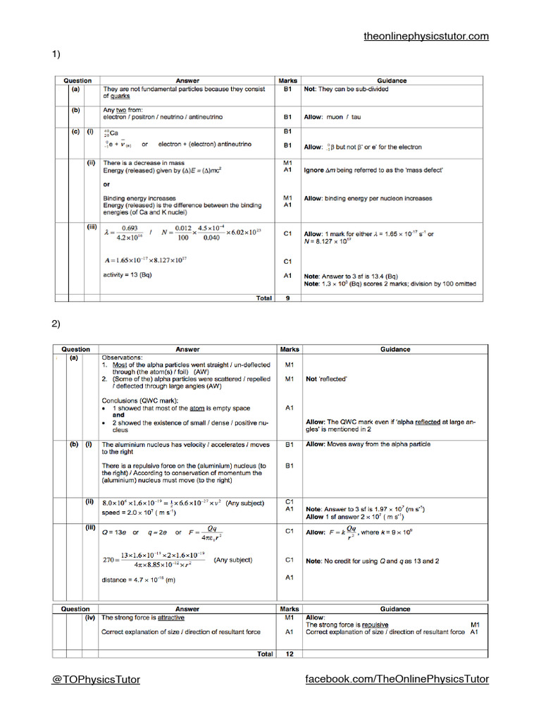 OCR A Nuclear Physics, Radioactivity answers | PDF