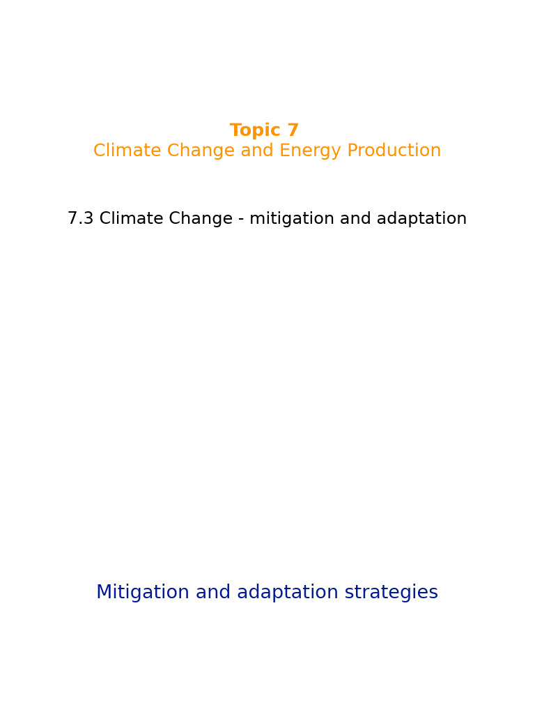 Climate Change Mitigation and Adaptation Strategies | PDF | Climate ...