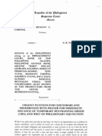 CJ Corona's Feb 8 Urgent Petition For Certiorari With Temporary Restraining Order Before The Supreme Court