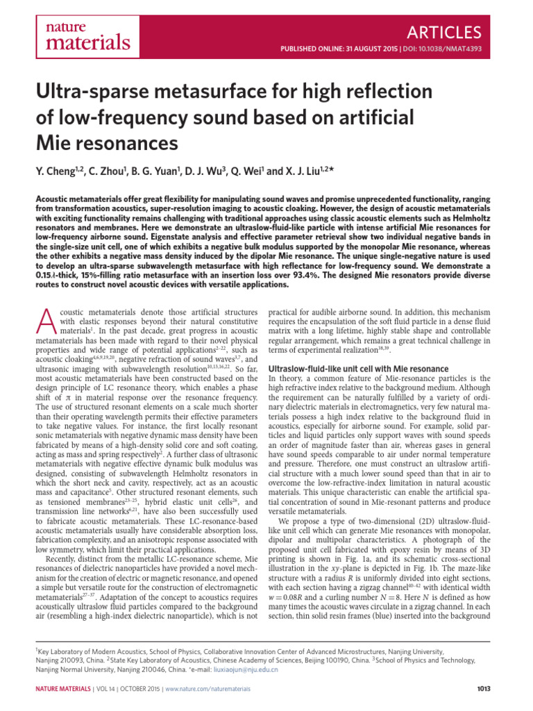 2015 NatureMat MieResonances | PDF | Metamaterial | Physical
