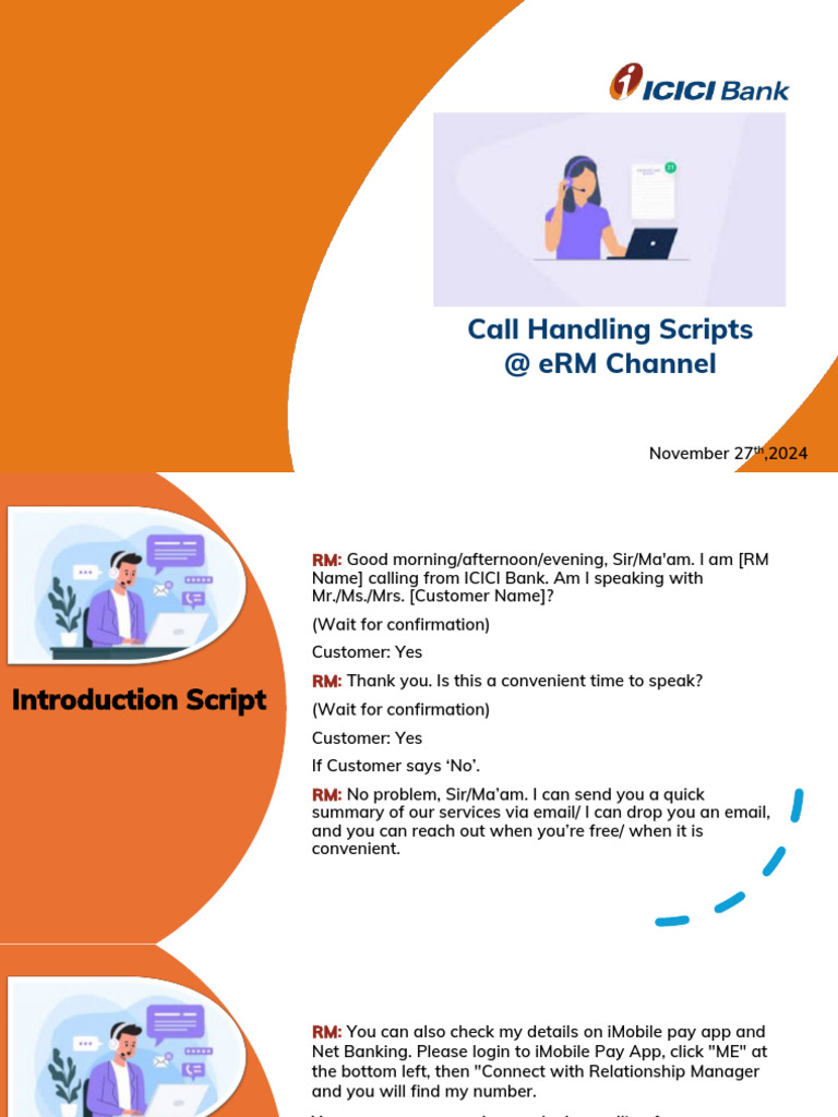 ICICI Bank ERM Call Handling Scripts | PDF