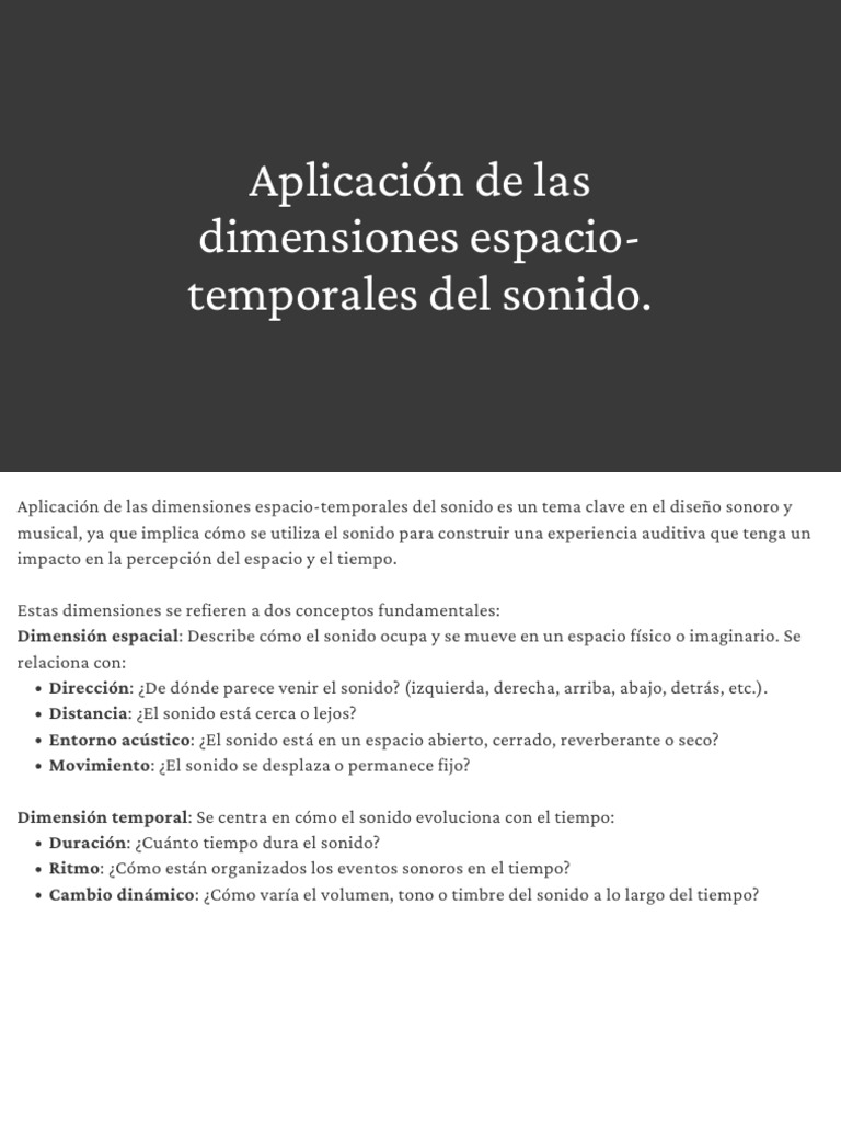 Dimensiones Espacio-Temporales del Sonido | PDF | Sonido | Ritmo
