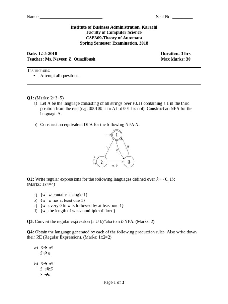 Final Term Paper Spring2018 | PDF | Mathematical Logic | Metalogic
