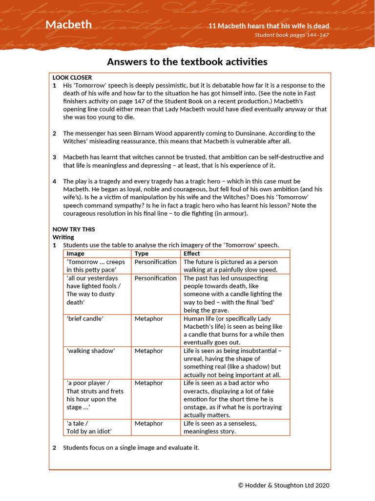 Shakespeare Answers Macbeth 11 | PDF | Macbeth