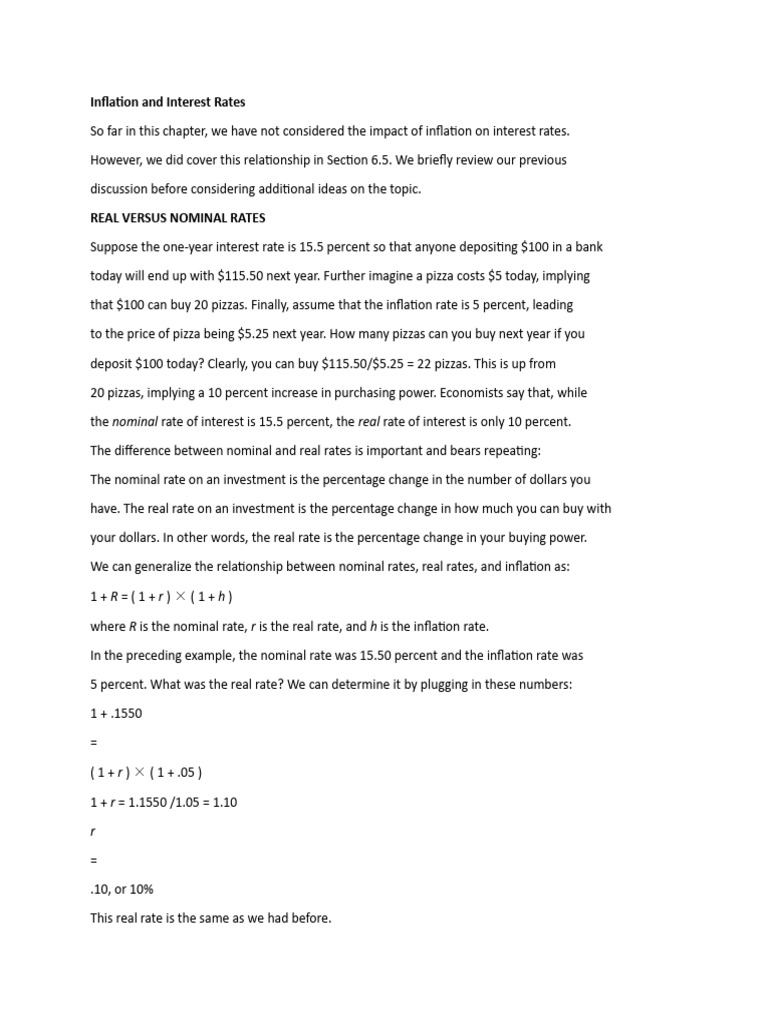 Inflation and Interest Rates | PDF | Interest | Interest Rates