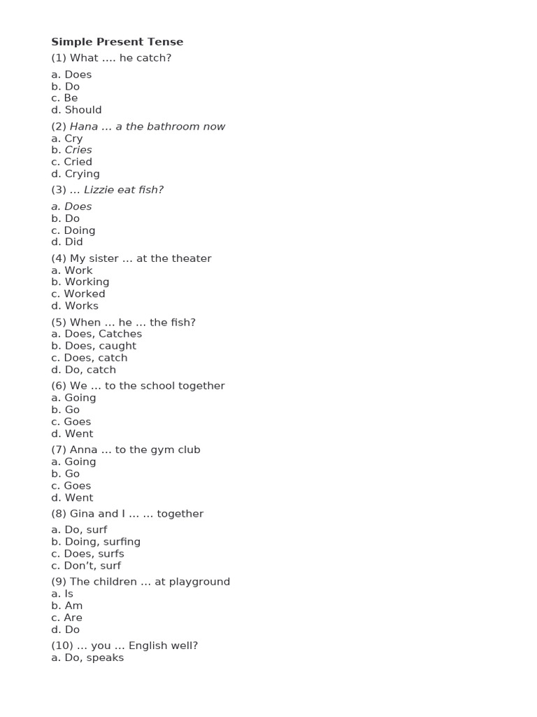 Soal Simple Present Tense Pdf