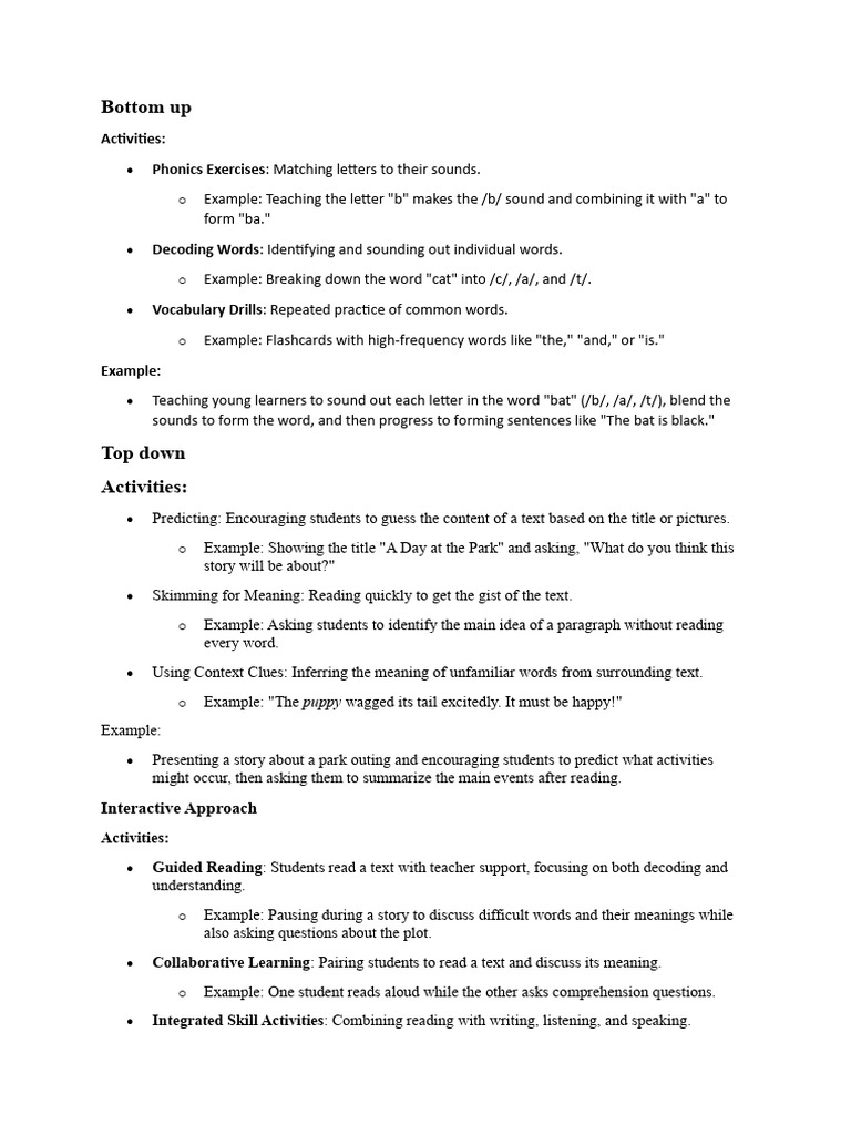Bottom up | PDF | Phonics | Reading (Process)
