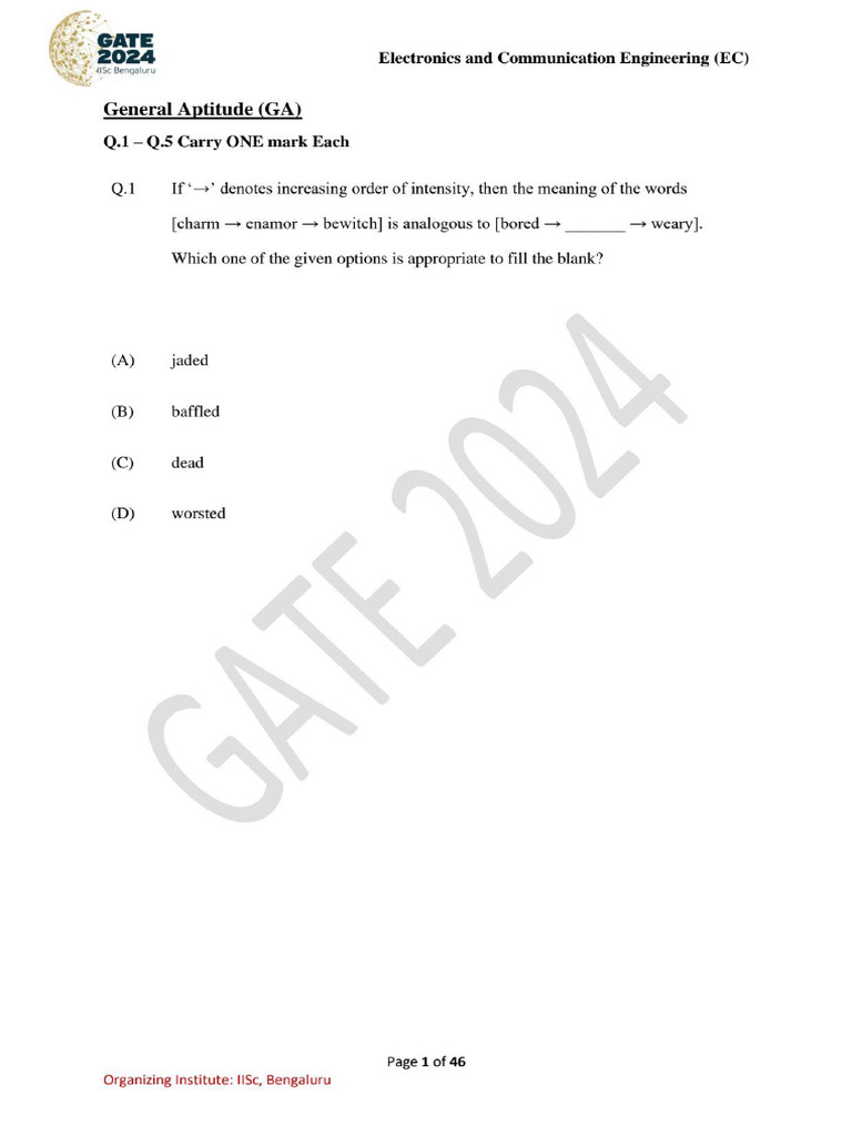 GATE EC 2024 Question Paper | PDF