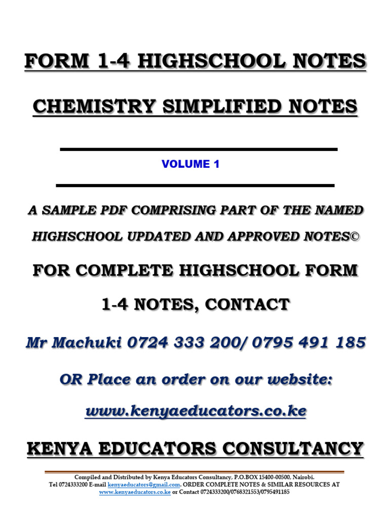High School Chemistry Simplified Notes | PDF | Volume | Alloy