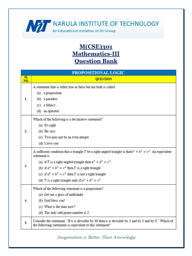 Question Bank - M (Cse) 301 - R21 | PDF | Group (Mathematics ...