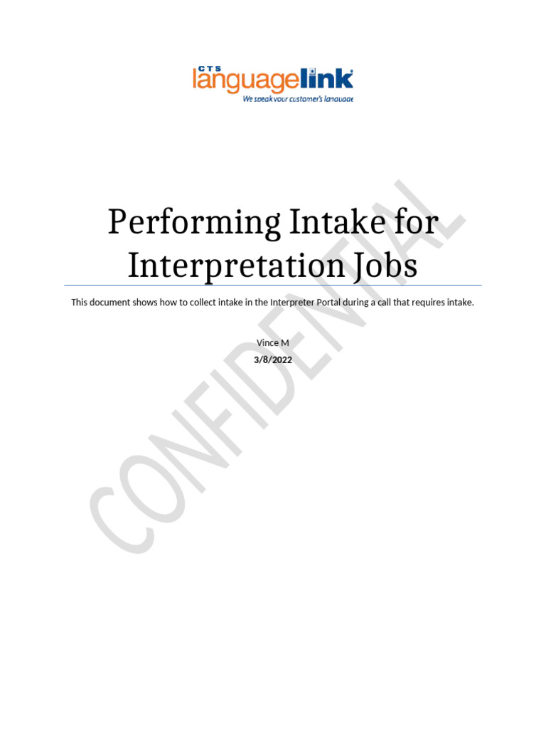 Intake Process for Interpreter Calls | PDF