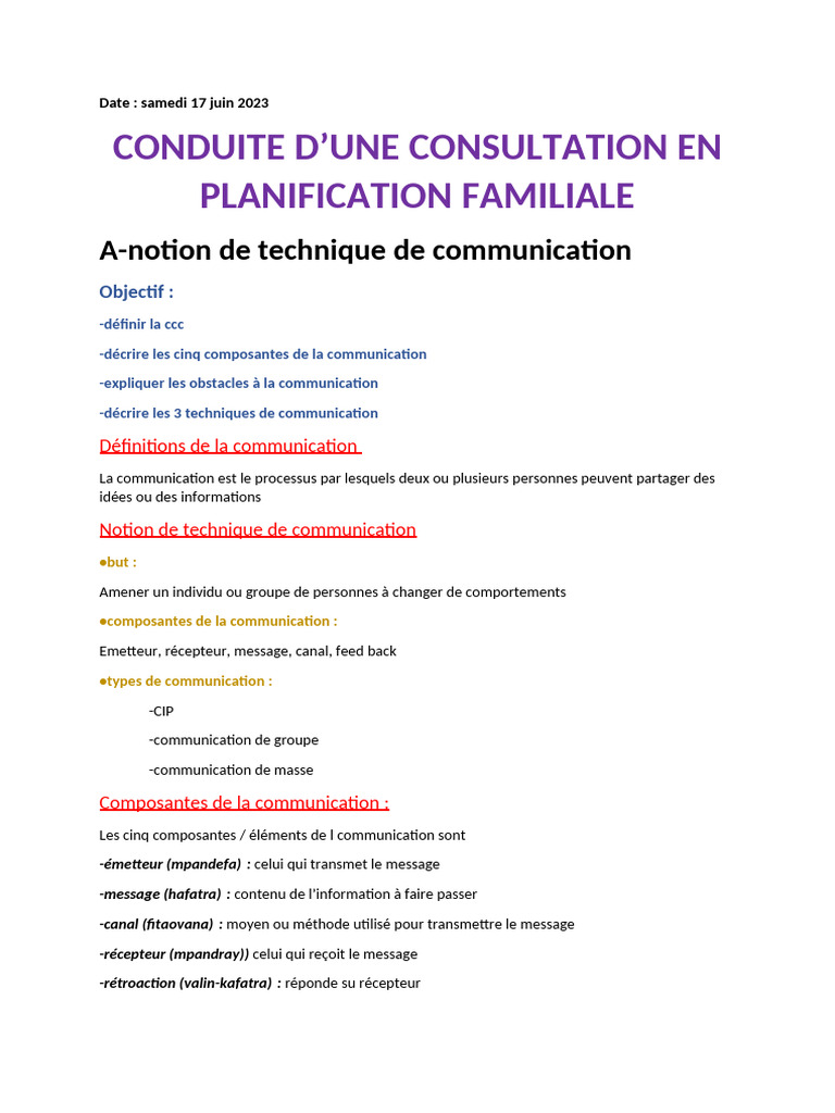Techniques de Communication en PF | PDF | la communication | Planification