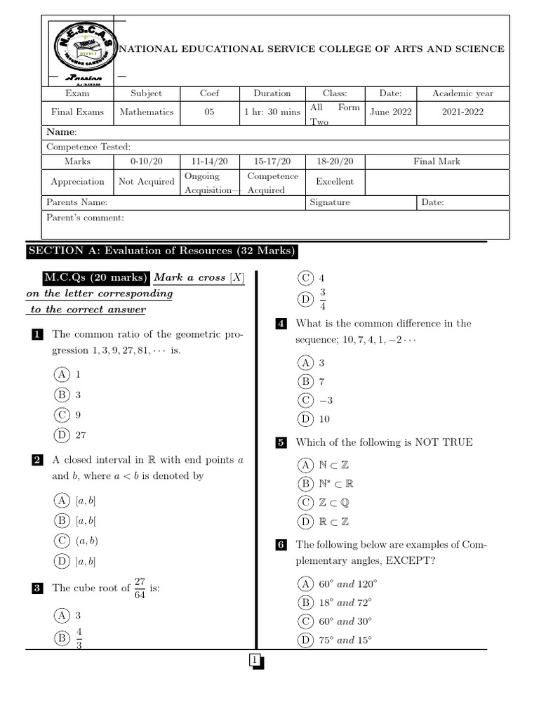 F2 Final Exams 2022 | PDF | Mathematics