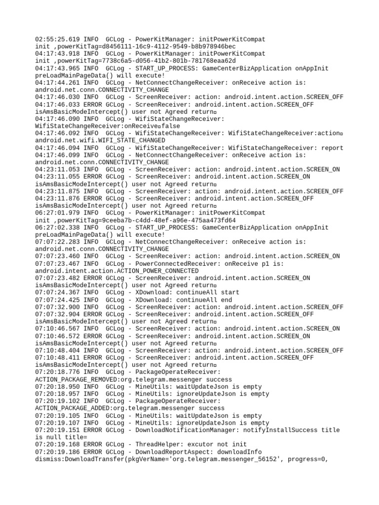 PowerKitManager and Screen Receiver Logs | PDF