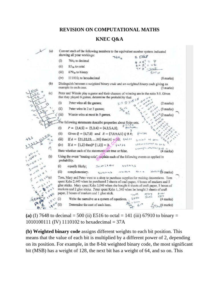 Revision On Computational Maths | PDF | Probability Distribution ...
