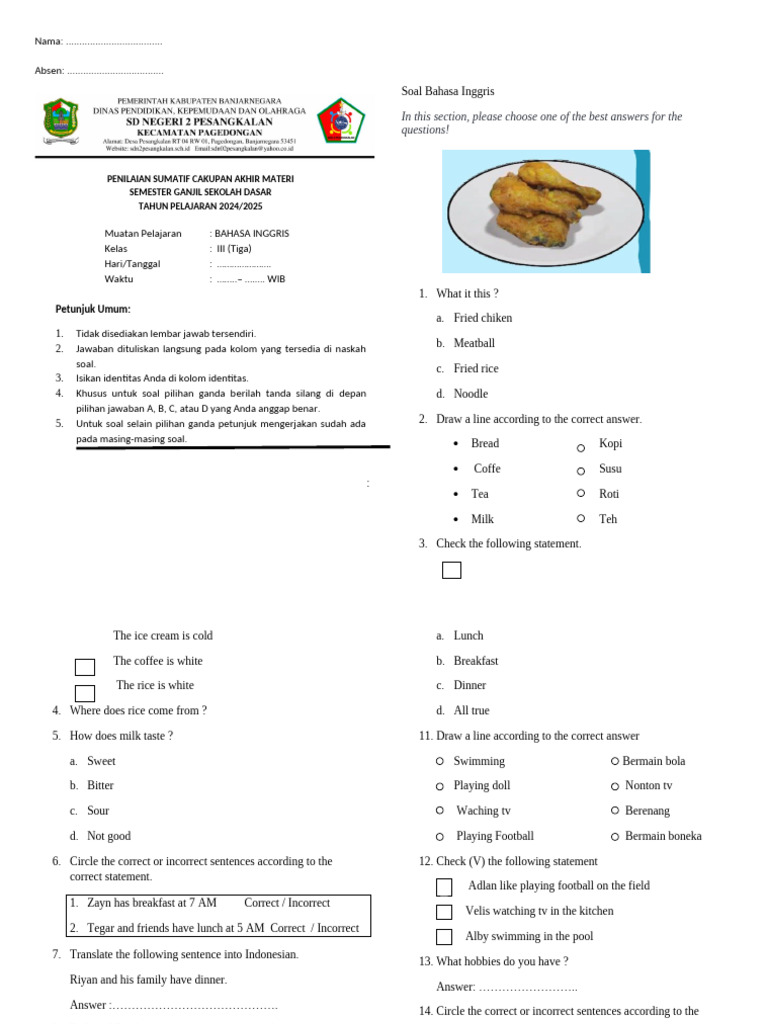 Soal Bahasa Inggris Kelas 3 Smt 1 Pdf Eating Behaviors Of Humans