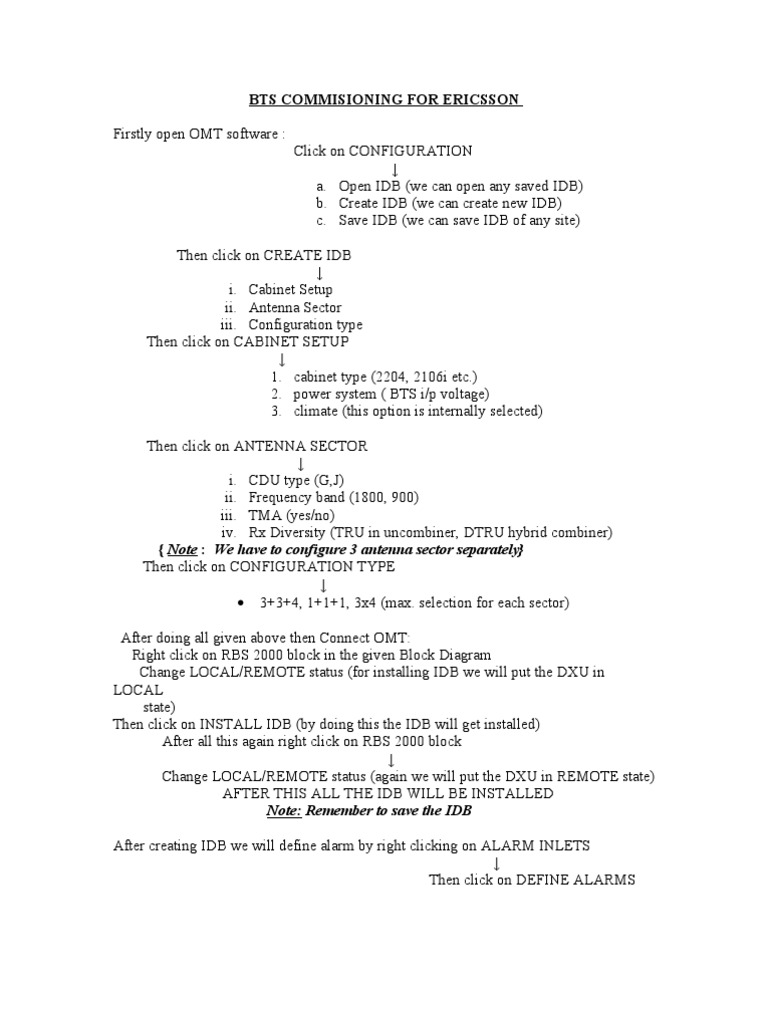 Ericsson BTS Commissioning Guide | PDF | Electrical Engineering ...