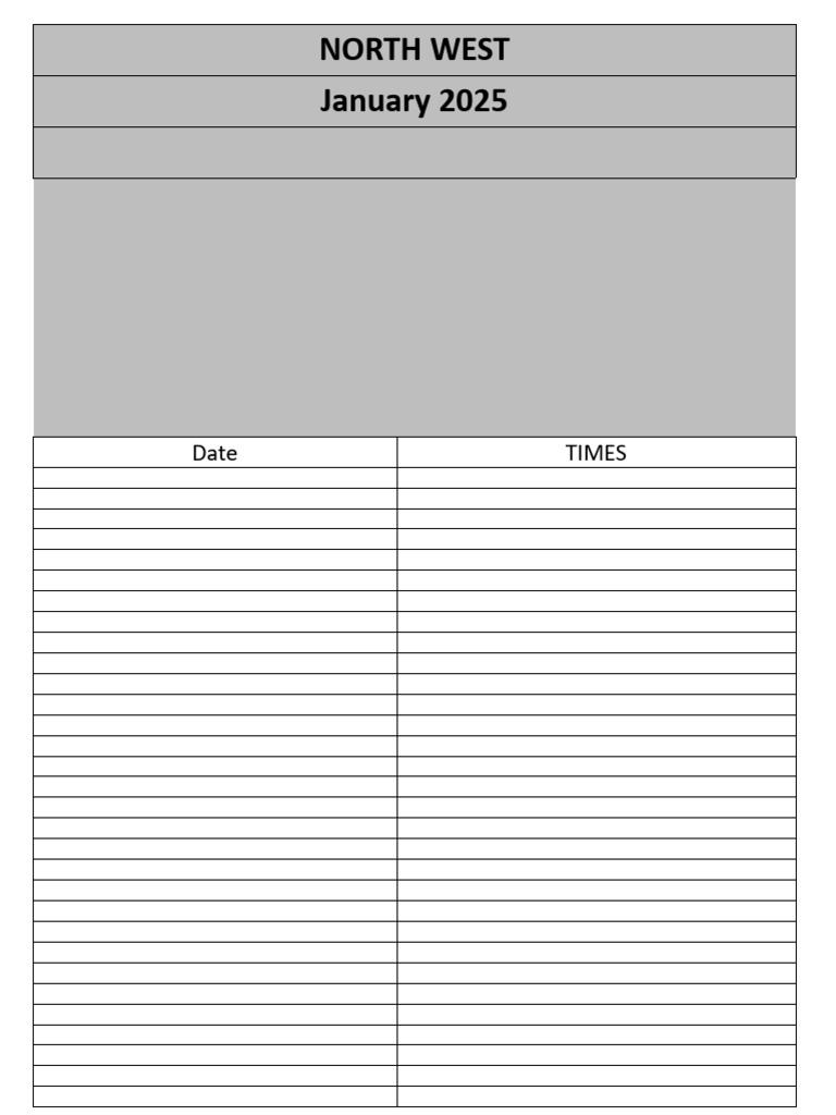 North West Schedule Jan 25 | PDF