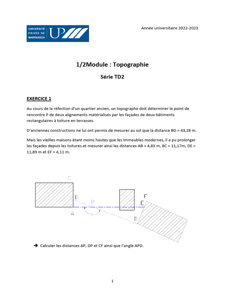 Exercices de topographie 2022-2023 | PDF