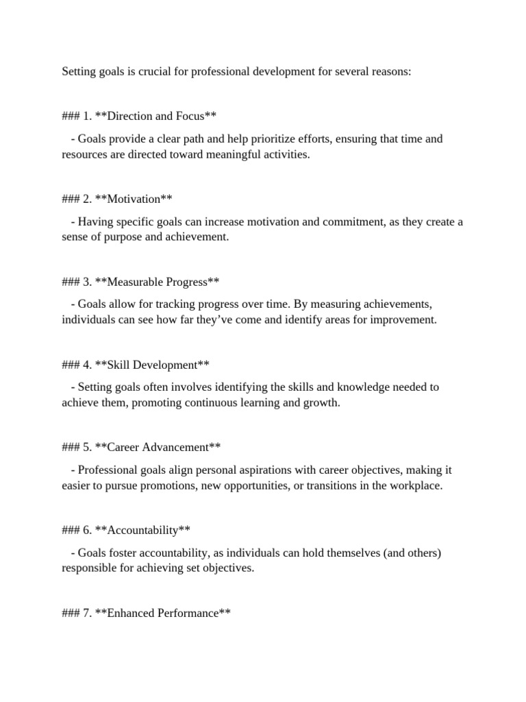 Setting Goals Is Crucial For Professional Development For Several ...