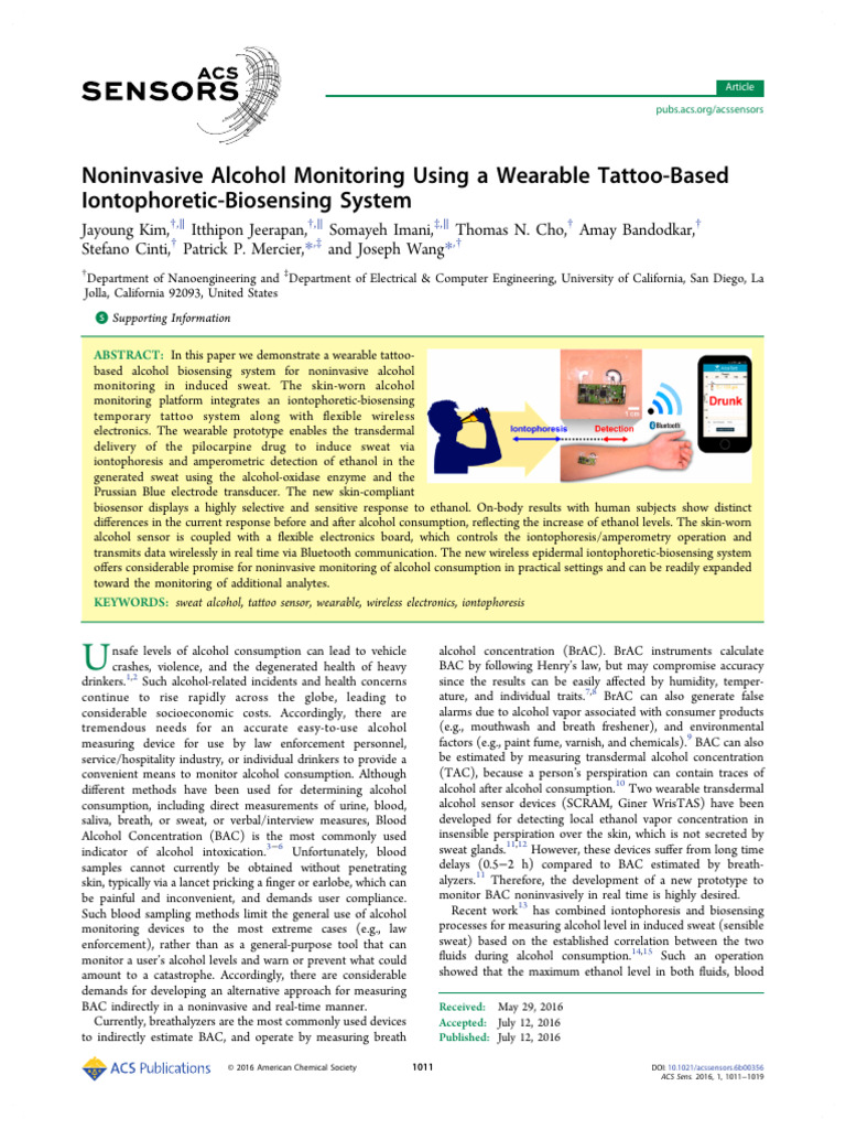 Wearable Tattoo for Alcohol Monitoring | PDF | Biosensor | Electrode