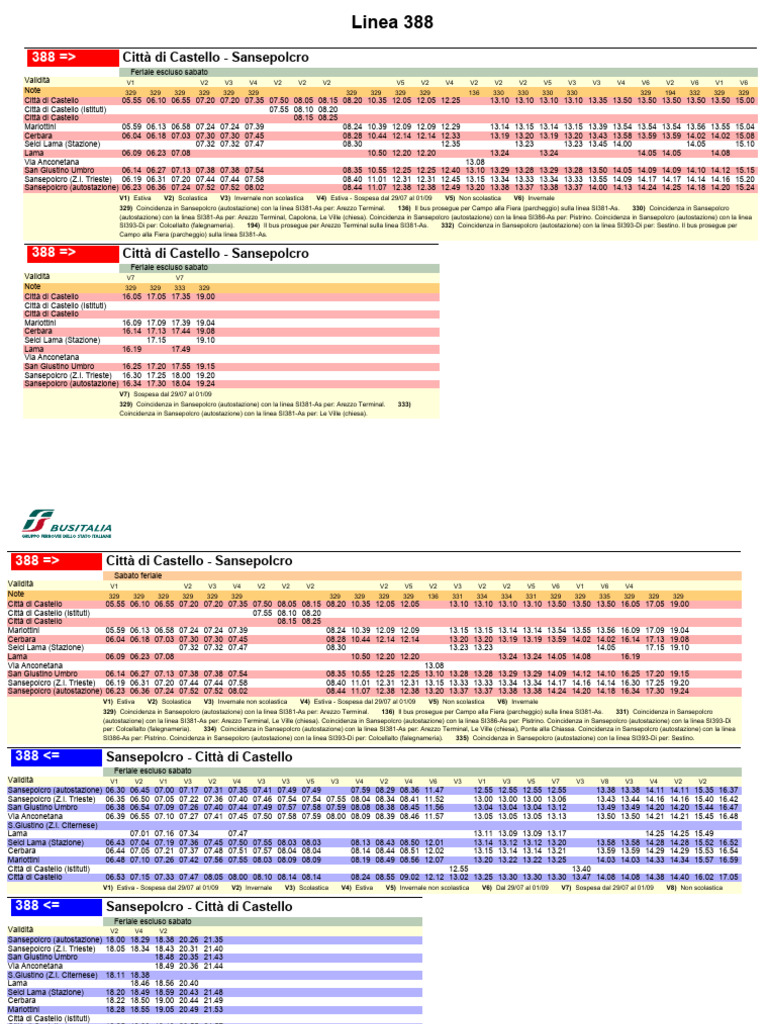 Orari Annuali Validi Dal 13.05.2019 - Linea 388 Sansepolcro-Città Di  Castello | PDF, image size:768x1024