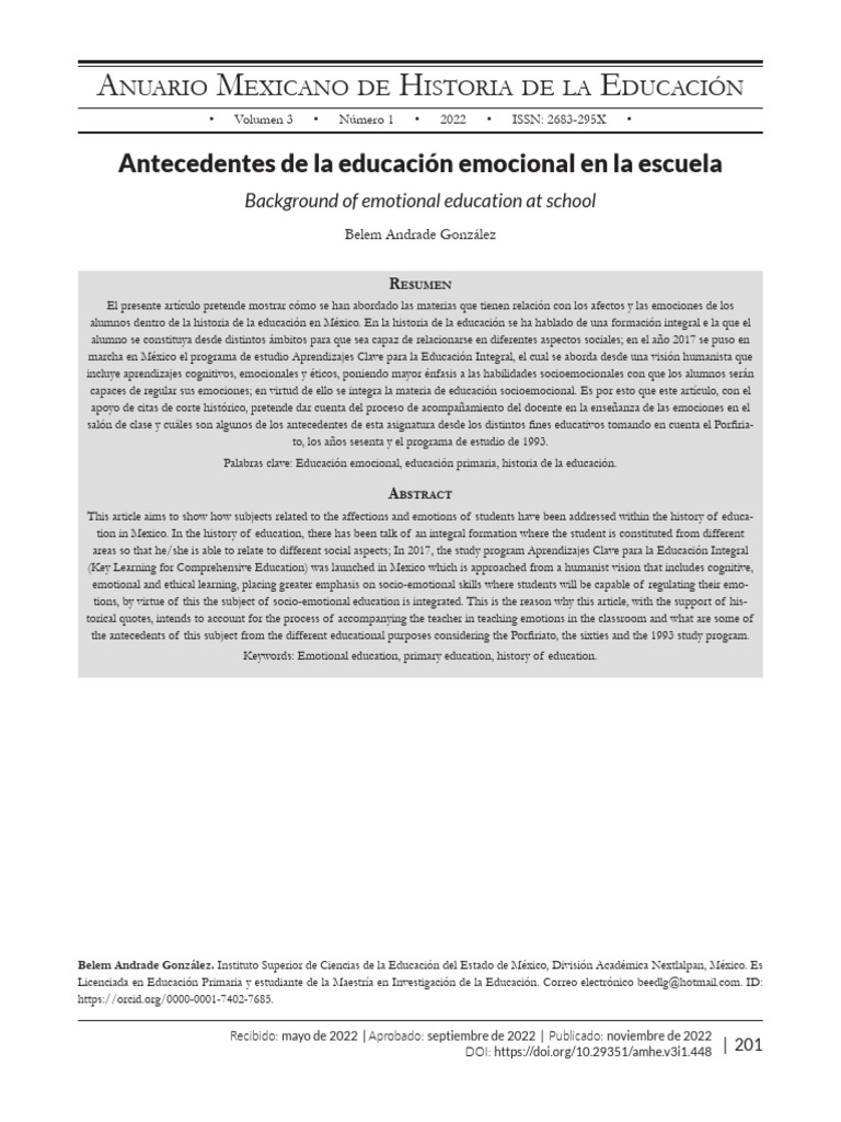 Historia de Las Emociones | PDF | Escuelas | México