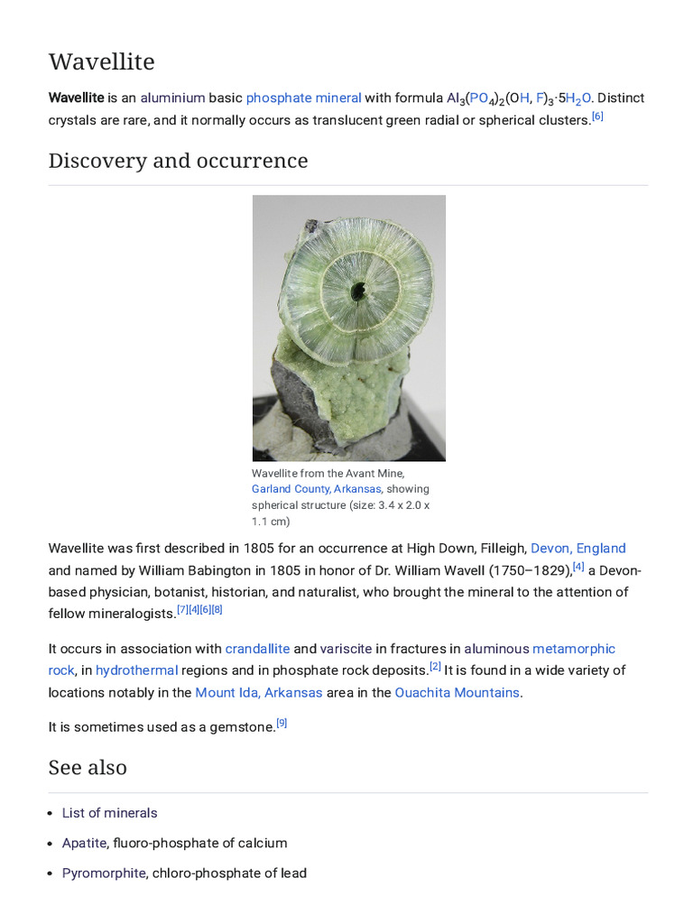 Wavellite. | PDF | Mineralogy | Minerals
