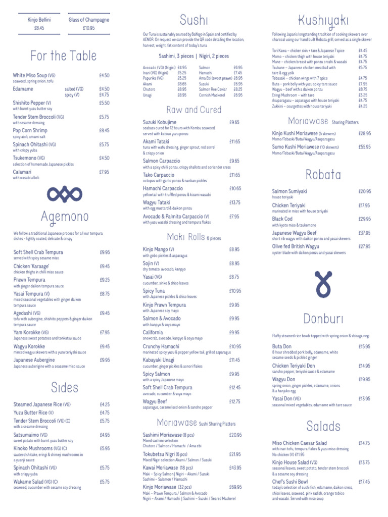 KinjoOxted MainMenu Artwork Aug24 Website | PDF | Sushi | Japanese Cuisine