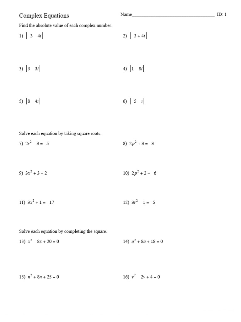 Complex Equations | PDF