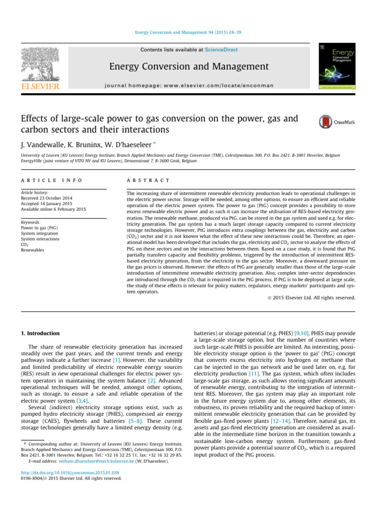 Effects of Large-Scale Power To Gas Conversion On The Power, Gas and ...