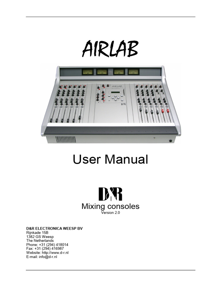 Airlab Manual v2.00 Service Manual | PDF | Microphone | Equalization ...