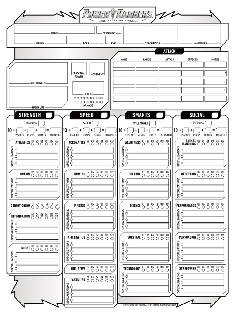 Green Quantum Ranger Character Sheet | PDF