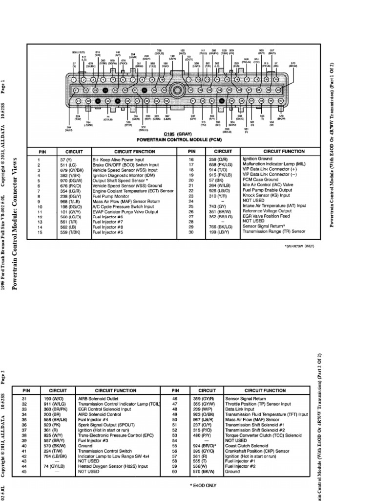 Pin Out Pcm. | PDF