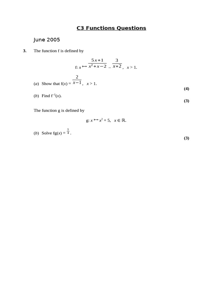 C3 Functions Exam Questions and Solutions | PDF