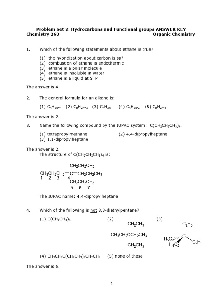 Hydrocarbons and Functional Groups Key | PDF | Ester | Methyl Group