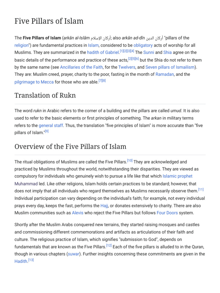Five Pillars of Islam - Wikipedia | PDF | Hajj | Abrahamic Religions