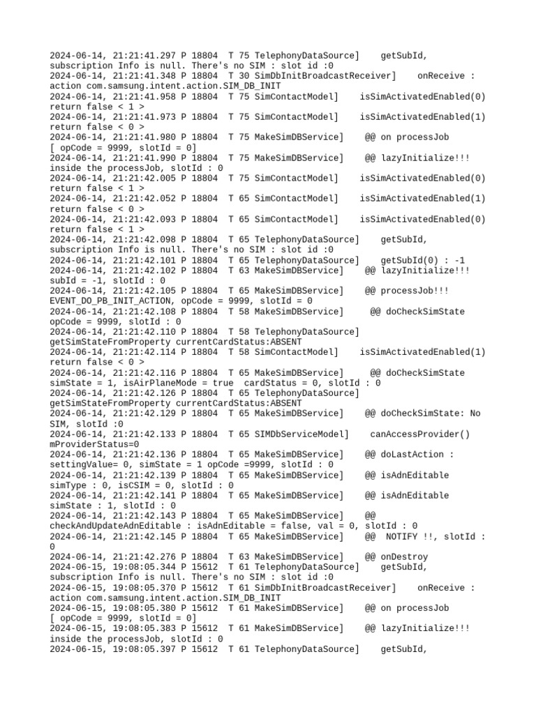 SIM Initialization Errors Log | PDF