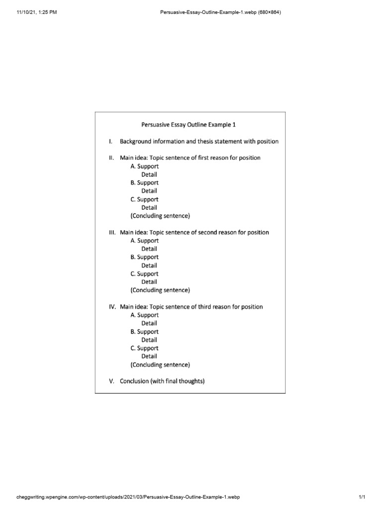 Persuasive Essay Outline Example | PDF