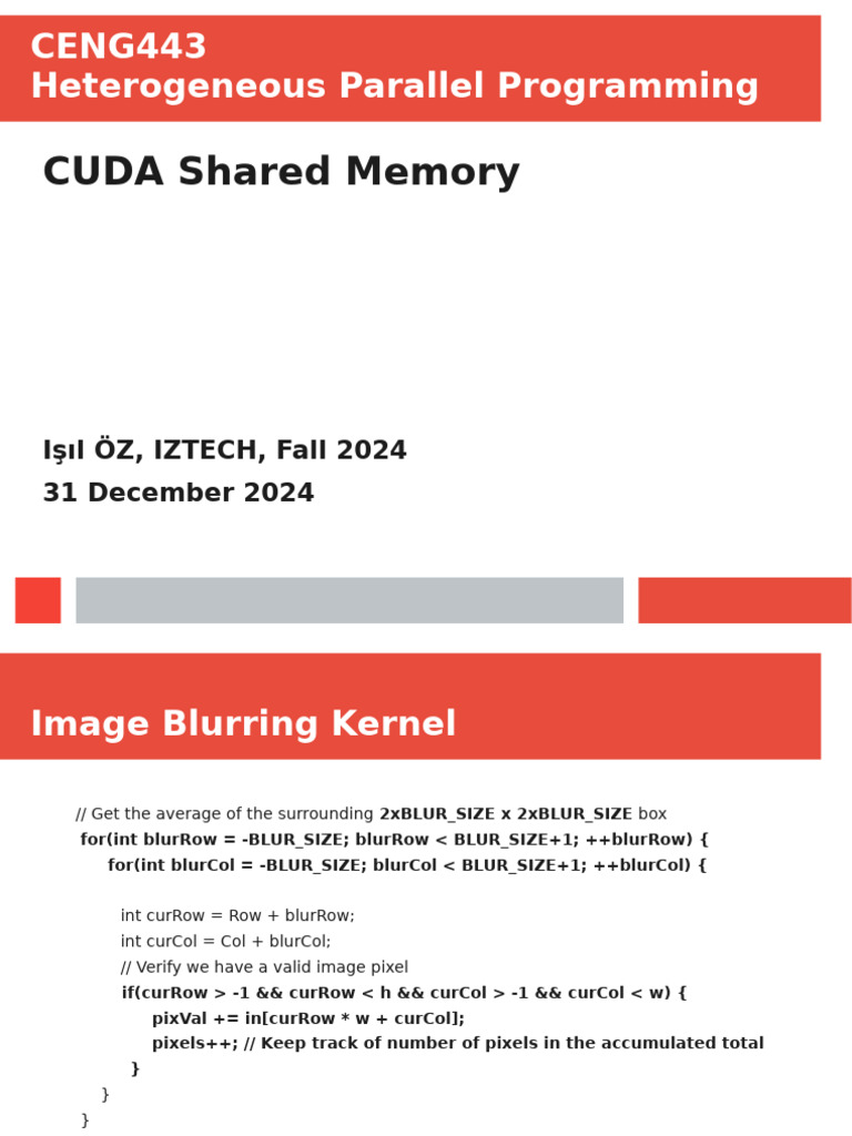 CUDA Image Blurring Kernel Optimization | PDF | Thread (Computing ...