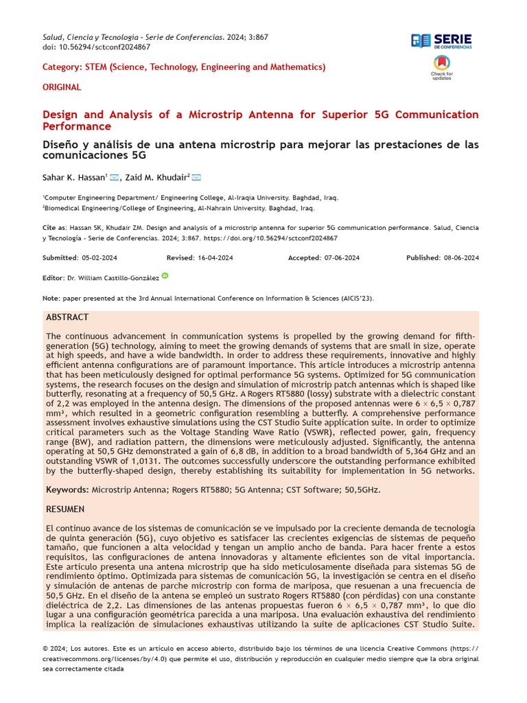 Design and Analysis of A Microstrip Antenna For Superior 5G ...