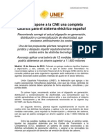 20120214_UNEF. UNEF propone a la CNE una completa catarsis para el sistema eléctrico español