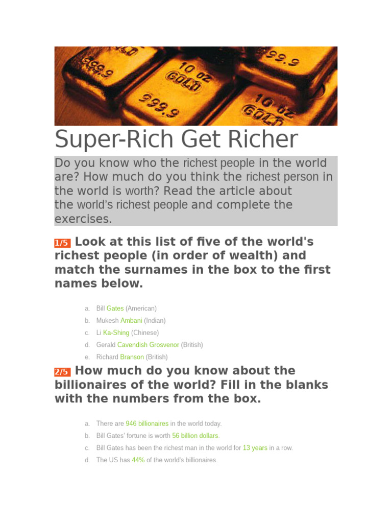 Billionaires and Their Wealth | PDF