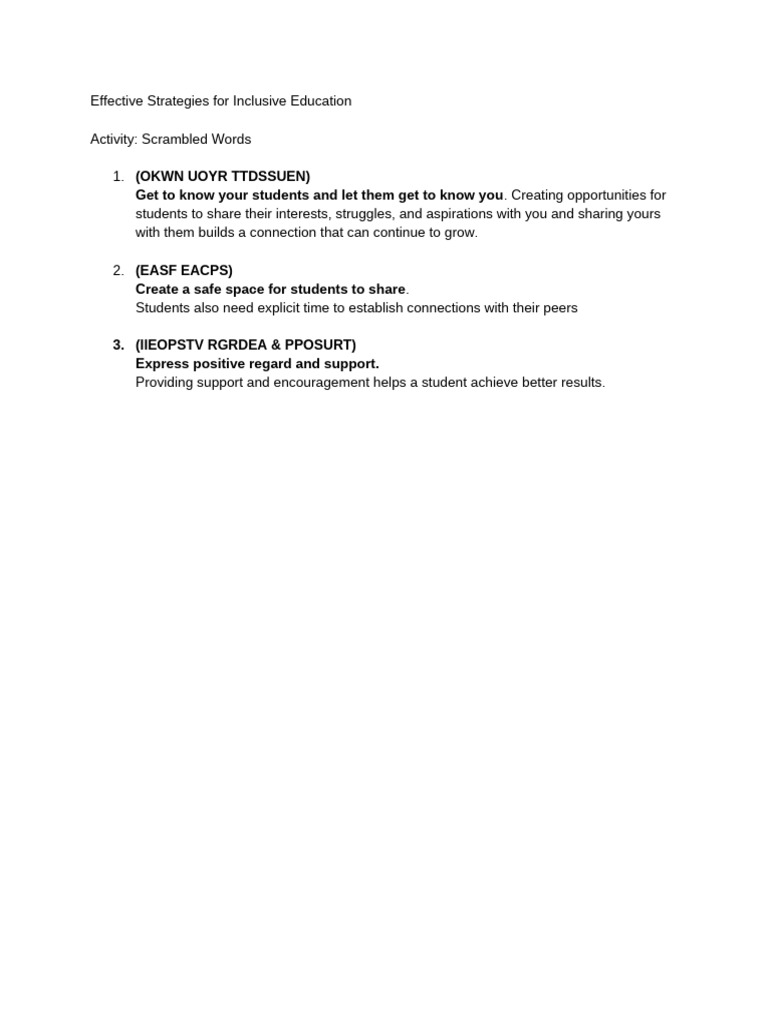 Effective Strategies For Inclusive Education | PDF