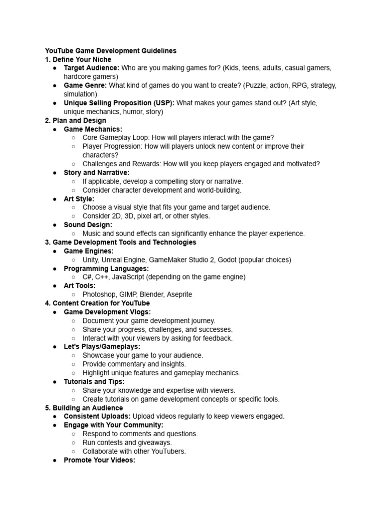 Generate YouTube Game Development Guidelines | PDF | You Tube